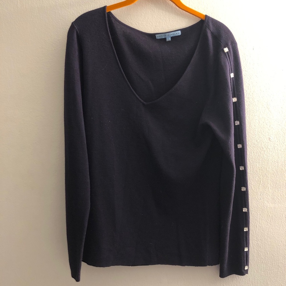Dark purple Antonio Melani sweater w/ crystals